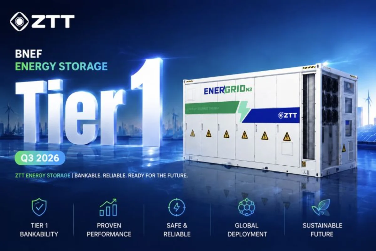 Η ZTT Energy Storage κατατάσσεται Tier 1 στη λίστα BloombergNEF Energy Storage για το Q3 2026, με container ENERGRID N3.